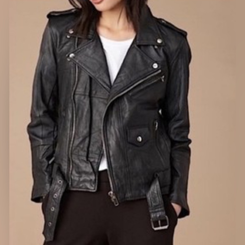 Deadwood Recycled Leather Moto Jacket-38